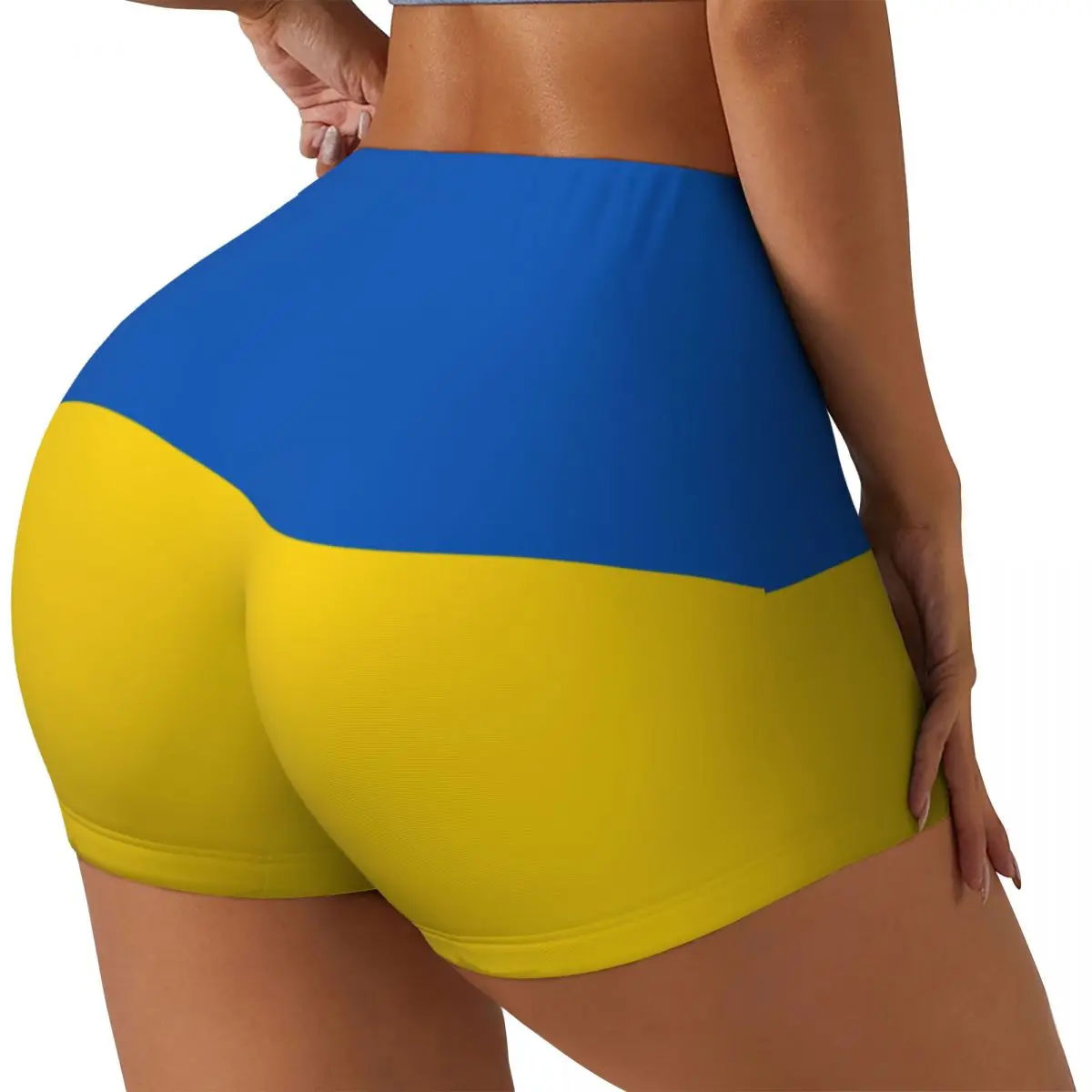 

Sexy Tight Hip Sports Shorts Ukraine Flag Fitness Women's Comfortable Yoga Shorts