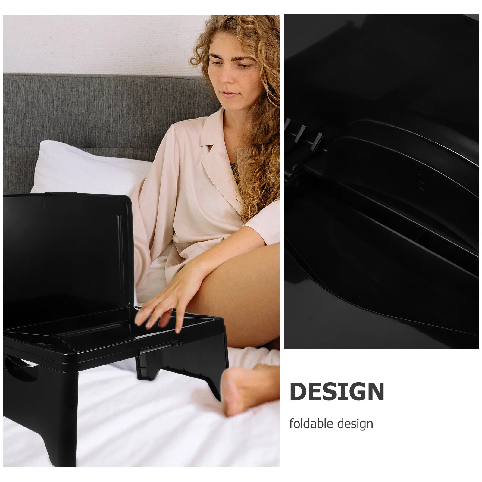 

1Pc Portable Folding Table With Storage Compartments Multifunctional Laptop Lap Desk For Home Office