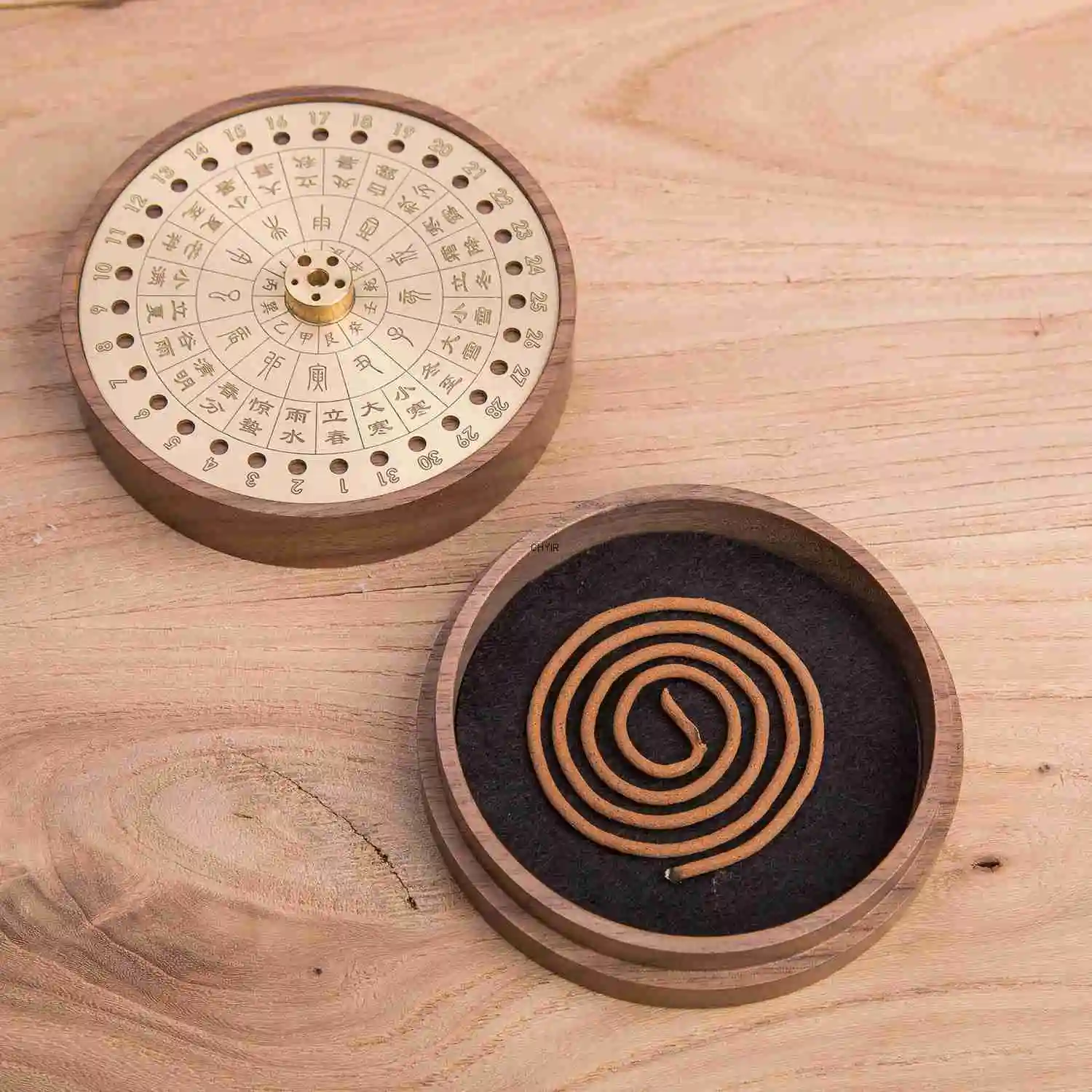 

Multi functional 24 solar term plate incense burner, new Chinese style copper wood wire incense plug, household indoor sinking
