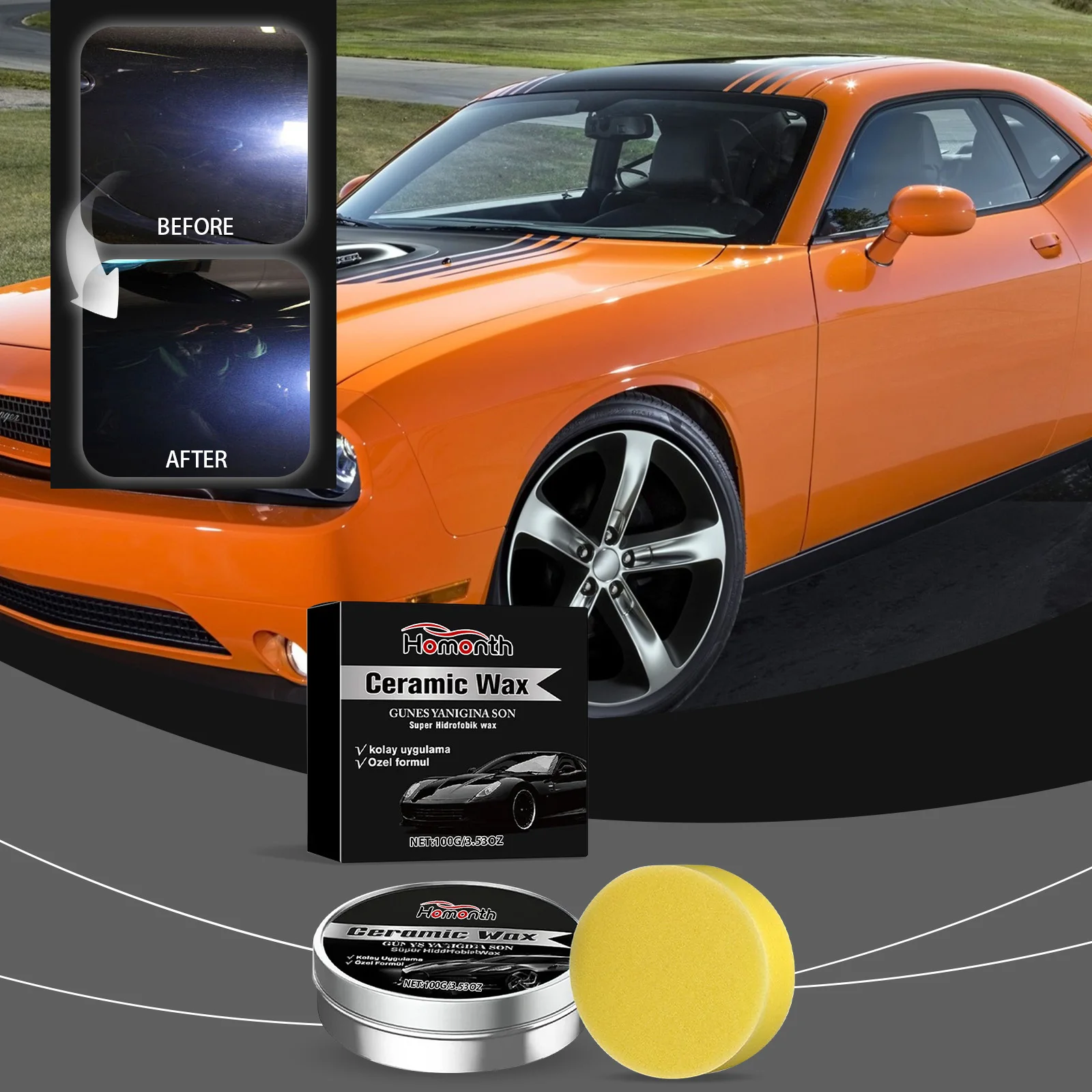 Ceramic Wax Car Paint Protection Hydrophobic Coating High Gloss Polish UV Resistance Nano Coating Paste All-Weather Shield