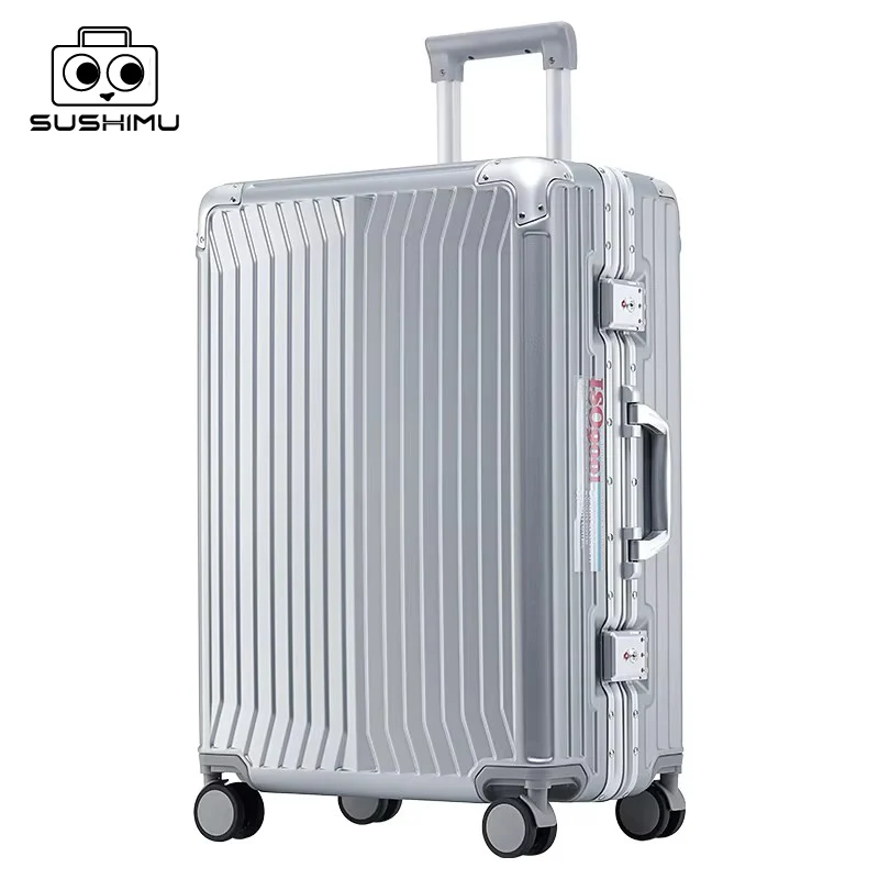 

SUSHIMU Suitcase Wide Handle Travel Suitcase Men 20 24 26 Carry-On Luggage Women PC Trolley Case