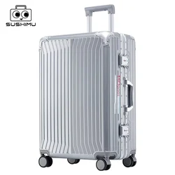 SUSHIMU Suitcase Wide Handle Travel Suitcase Men 20 24 26 Carry-On Luggage Women PC Trolley Case