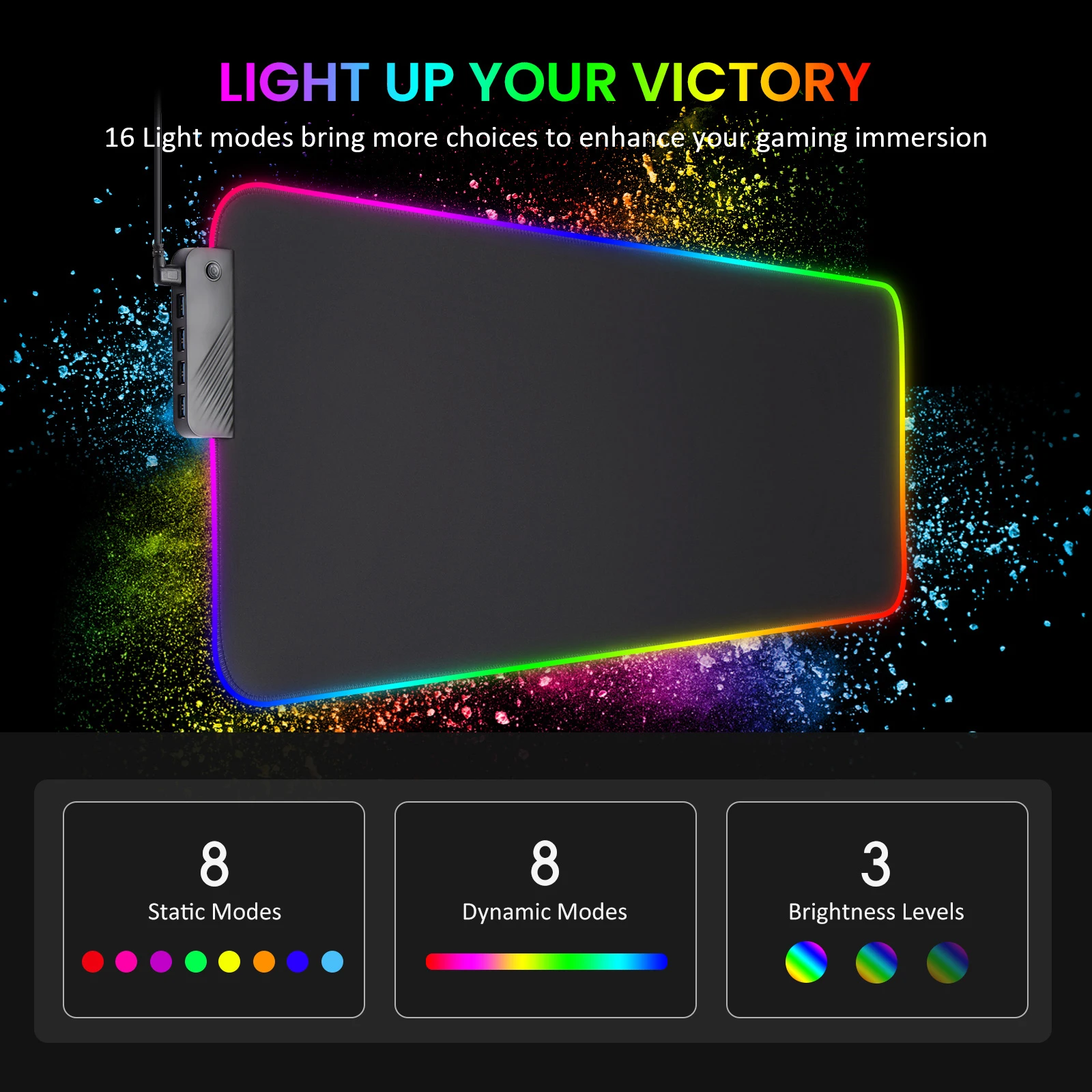 Mairuige DIY RGB 4-Port USB Hub LED Large Size Mousepad Customized Personalized LED Illuminated Mouse Pad Custom Image Mouse mat