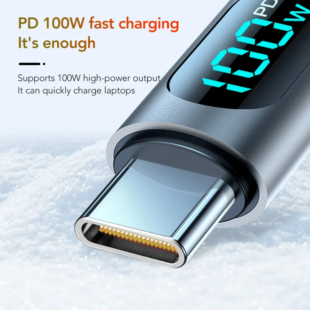 NNBILI 120W PD Fast Charging USB to Type C Cable 100W Digital Display Type C to Type C Cable For Xiaomi HUAWEI Macbook iPad