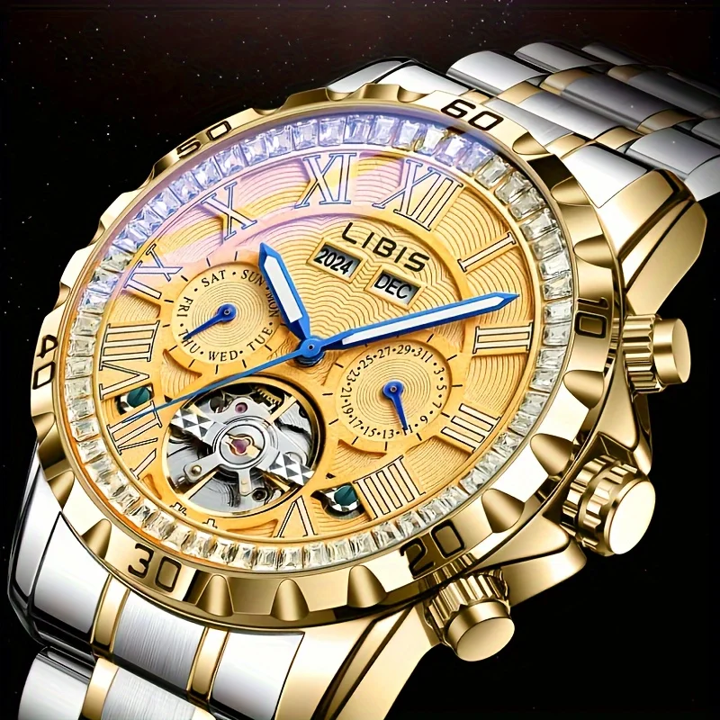 New fashion high-end large dial, personalized business date,automatic mechanical watch, men's boss essential steel strip trend