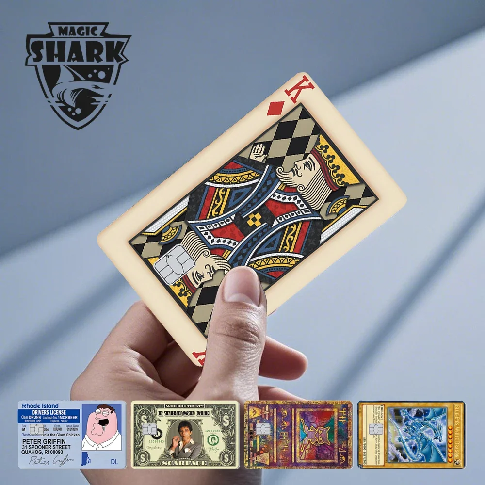 Magic Shark Fashin King Poker Money Game Controler Dragon 3M Matte Thin Sticker Film Skin for Debit Bank Credit Card