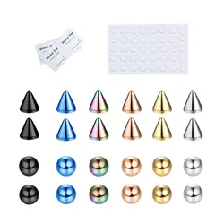 Fake Nose Eyebrow Ring Fake Lip Labret Studs Replacement Ball with 40pcs Sticker Faux Nose Studs Non-Piercing Body Jewelry