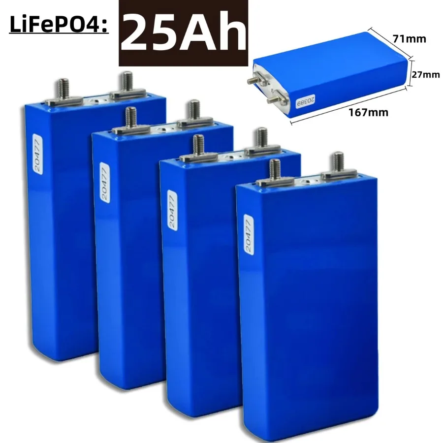 3.2V 20Ah-30Ah LiFePO4 Battery Cell Lithium Iron Phosphate Deep Cycles for DIY 12V 24V 36V 48V UPS Solar Power 25Ah