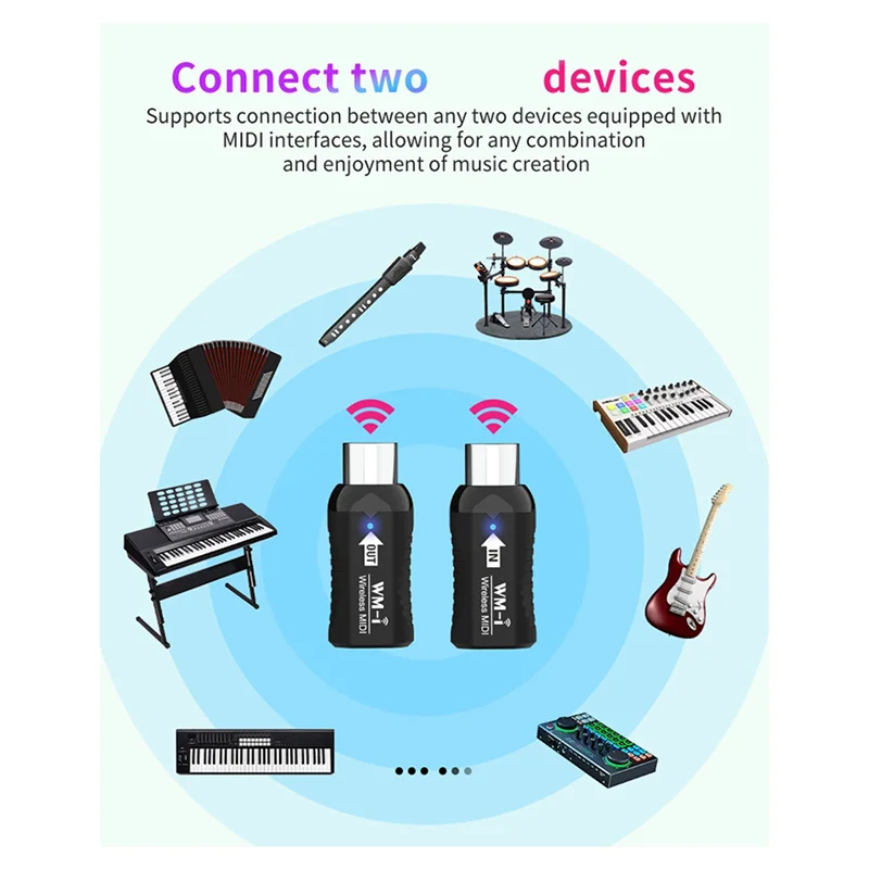 ABJF-3X 충전식 미디 무선 기타 시스템 오디오 수신기 송신기 디지털 피아노 키보드 용 무선 미디 어댑터
