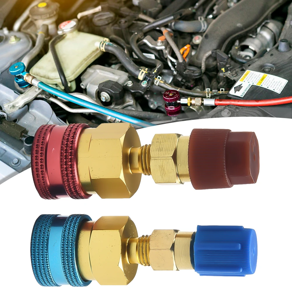 A/C for R1234YF Quick Coupler Connector Adapters for High and Low Manifold AC Gauge Auto Set Compatible with R134A/R12 Systems