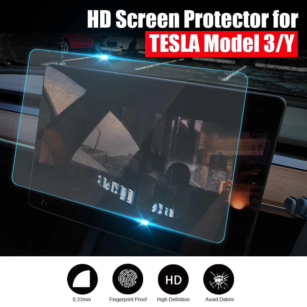 For Tesla Model 3/Y 2021 Tempered Glass Screen Protector Center Control Anti-fingerprint Anti Glare Matte HD Film Protection