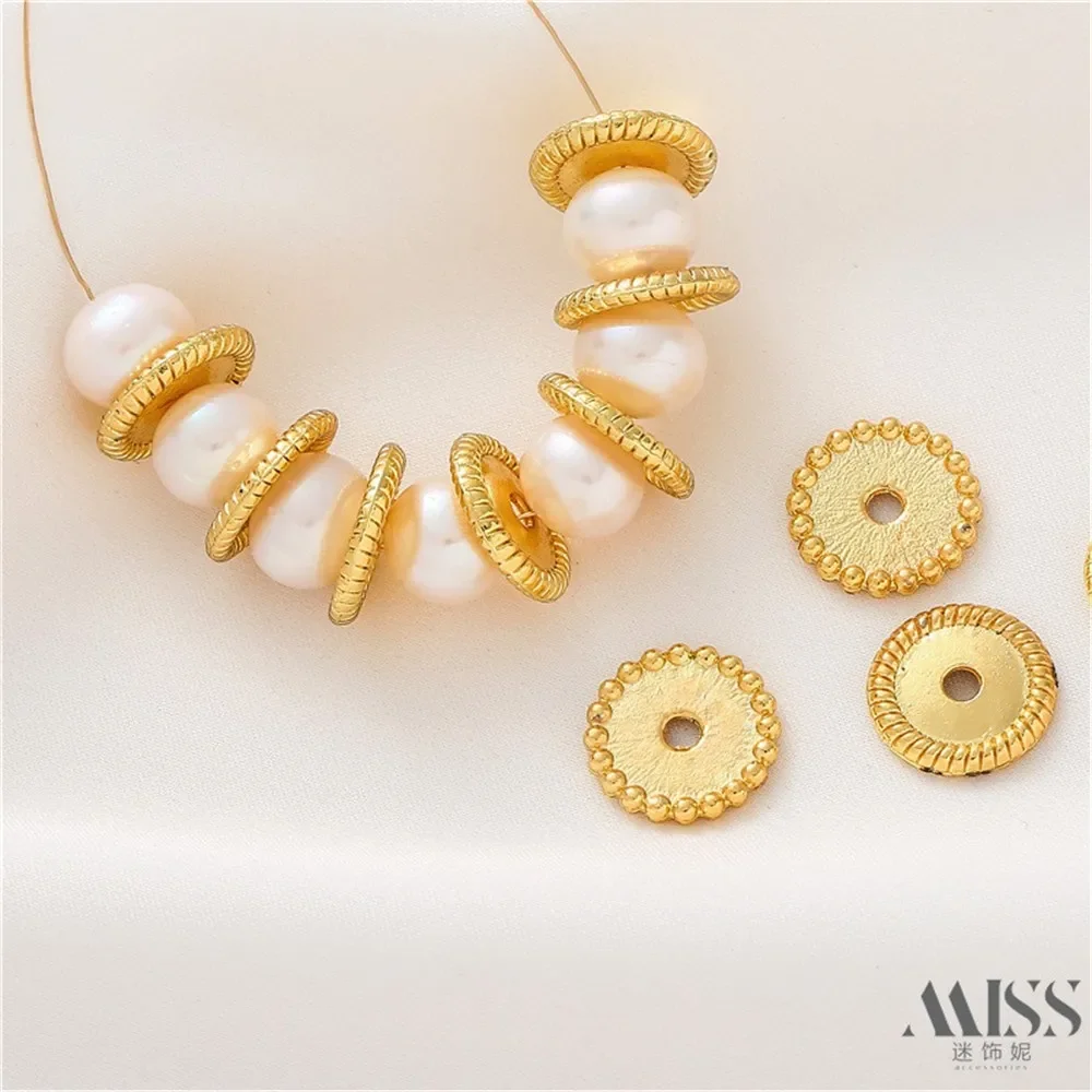 18K Gold-wrapped Polka Dot Lace Spacer Tire Wavy Pattern Spacer Bead DIY Accessories Handmade Bracelets Necklace Accessories