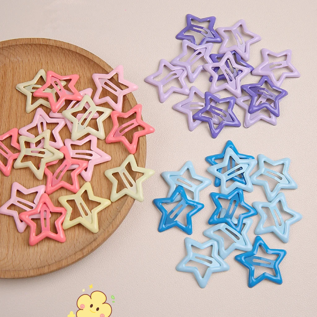 10/20/30pcsCute Star Y2K Hairpin Female Side Clip Bangs bb Clip Hairpin Children Colourful Card Side Clip Headwear