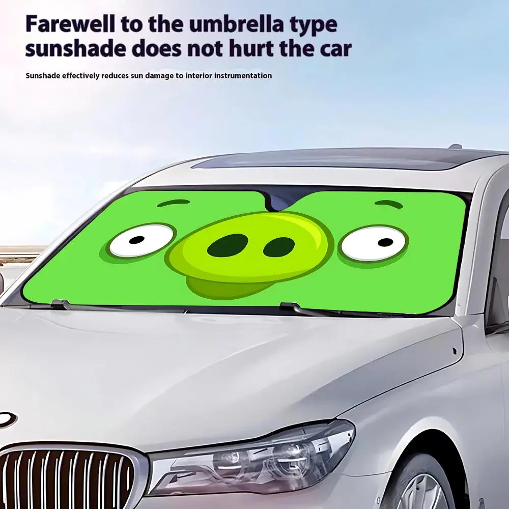 A-Angry Birds Game Sun Visor Retractable Car Sun Visor Anti-Glare UV Protection Front Window Sunshade
