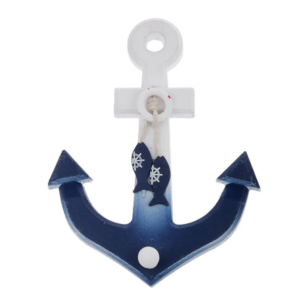 Mediterranean style wall hook for coastal home owners to save wall space with wooden ship anchor design