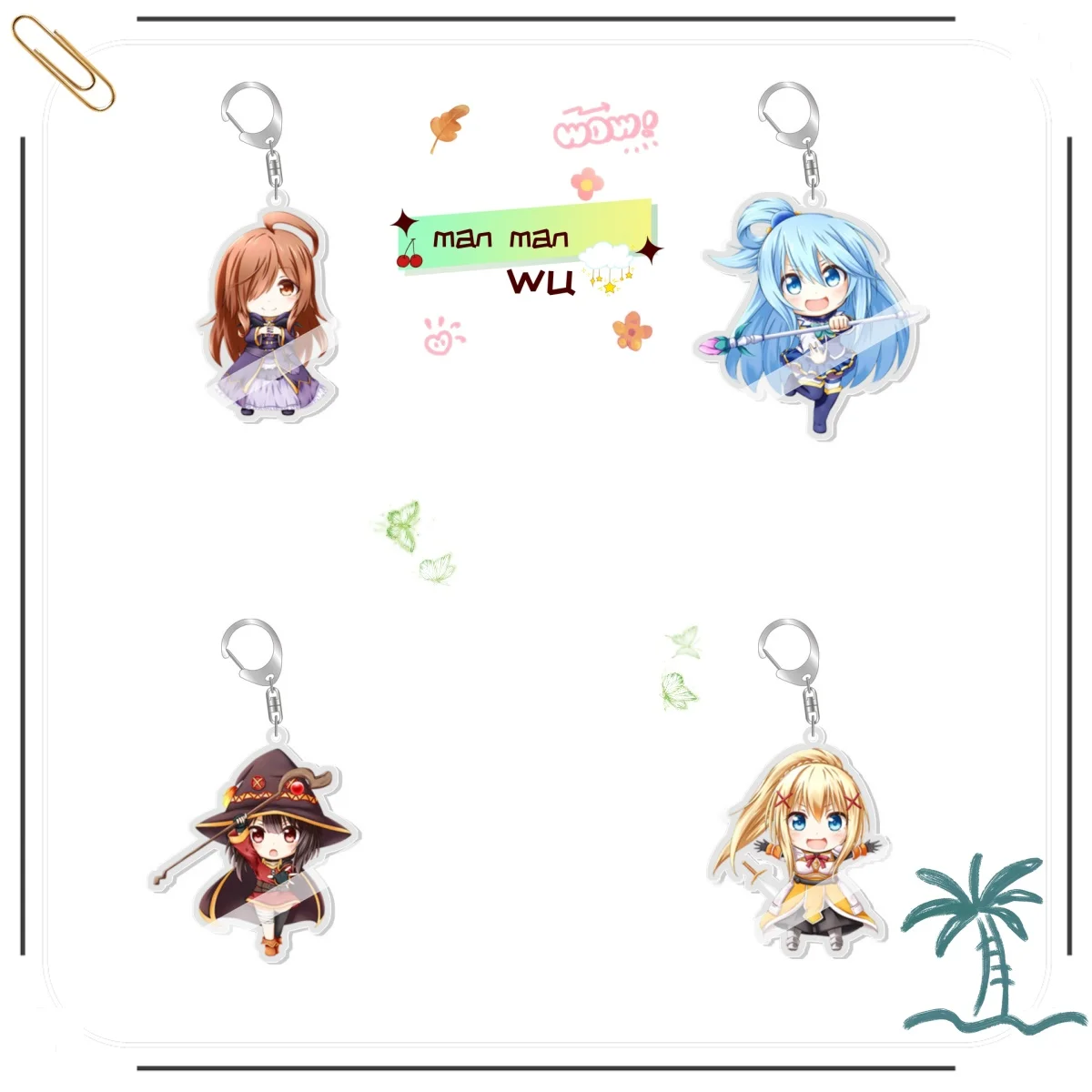 Anime Satou Kazuma meihao de shi jie  KeyChains 6cm  Aqua Megumin Lightweight Aesthetic Fashion Jewelry Popular Accessories Gift