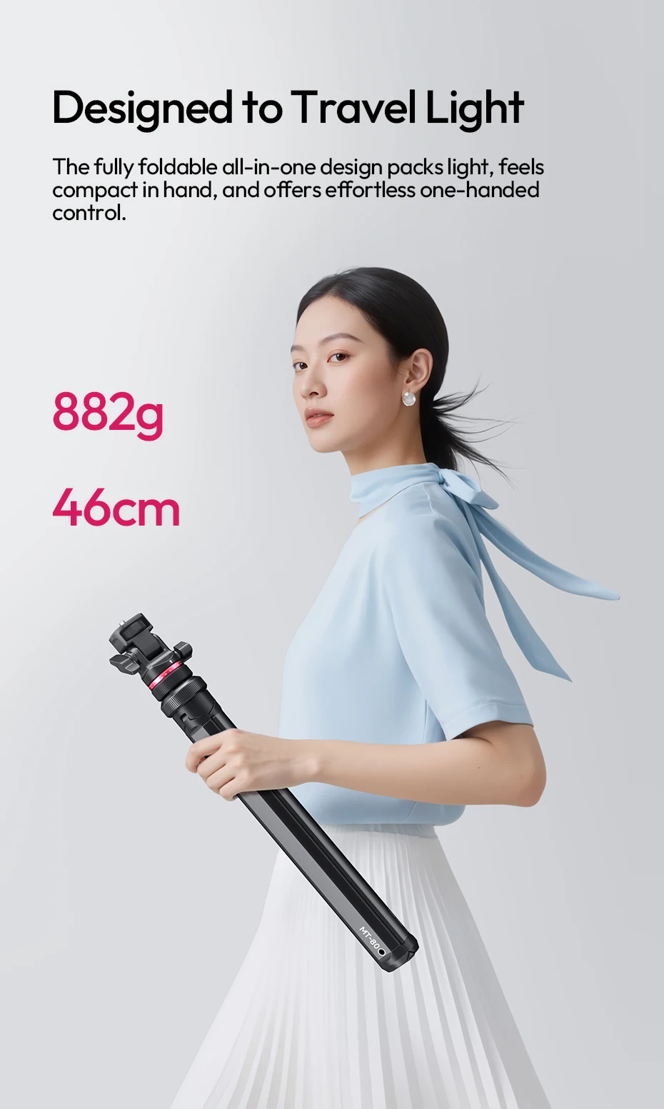 � Ulanzi MT-80 Stativ mit automatischer Öffnung, 2 m Bodenstativ, Selfie-Ständer für Kamera, Smartphone, Videoleuchte mit 360 ° Pfanne & 180 ° Neigung – Detail 7