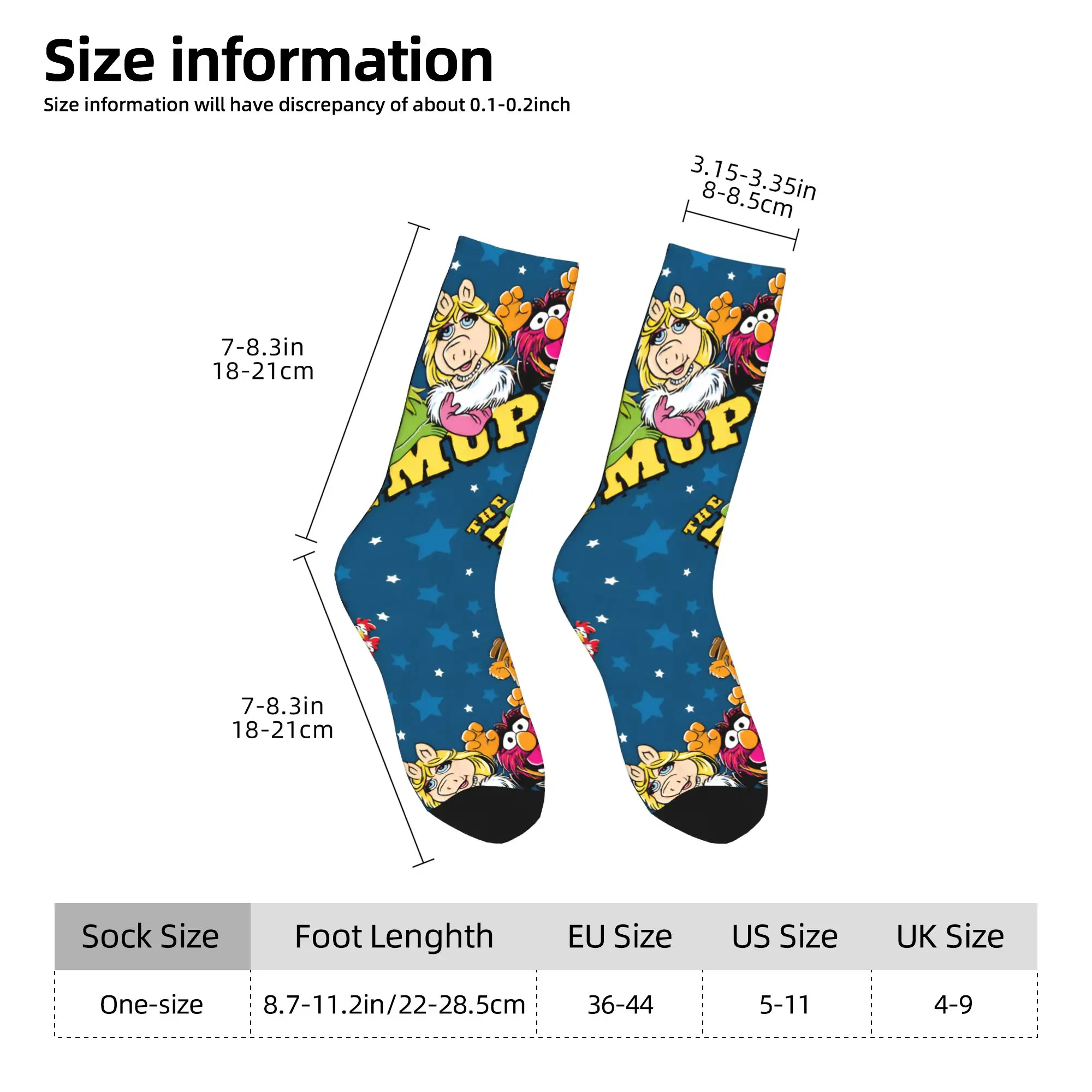M-Muppets شخصيات على جوارب زرقاء جوارب بأشكال مضحكة الكبار الرجال الجوارب المريحة الخريف سكيت تصميم عدم الانزلاق الجوارب هدية