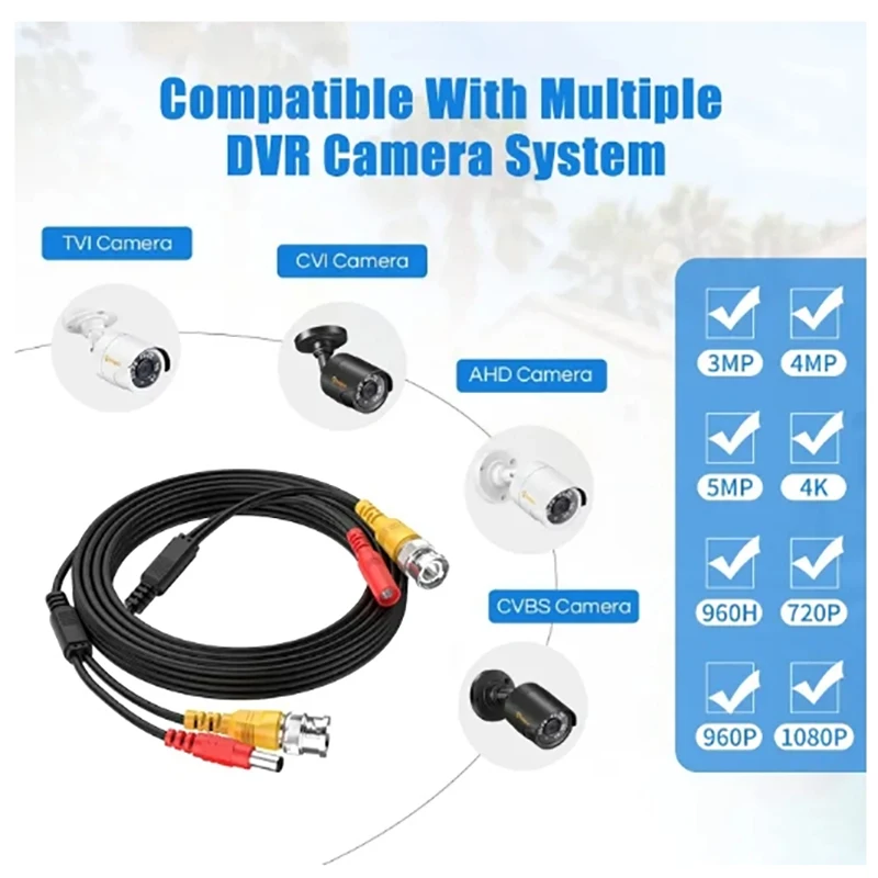 5M 10M 20M 30M 40M BNC RG59 Video Power Siamese Cable Security Camera CCTV Camera Wire Extension Cord
