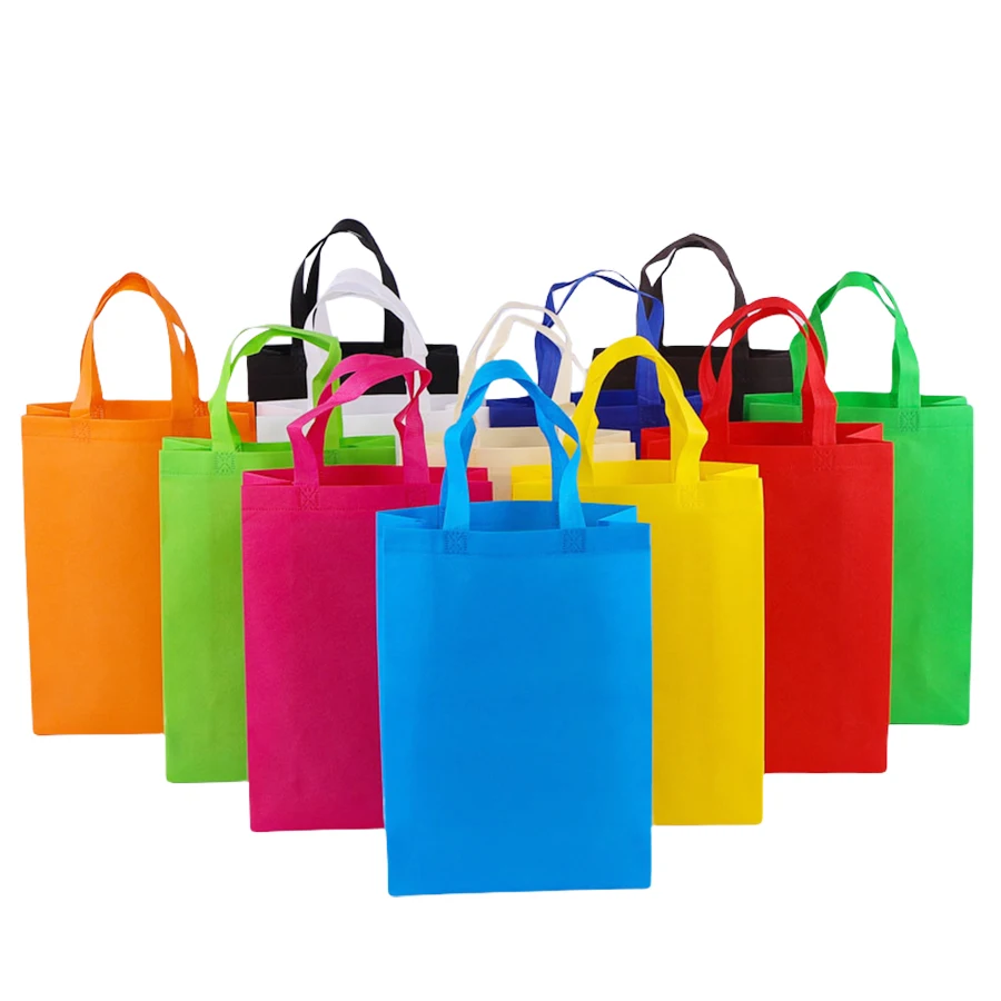 6-30pcs Colorful Non-Woven Tote Bags with Handles Reusable Durable Party Gift Bags Environmentally Friendly Bags for Birthdays