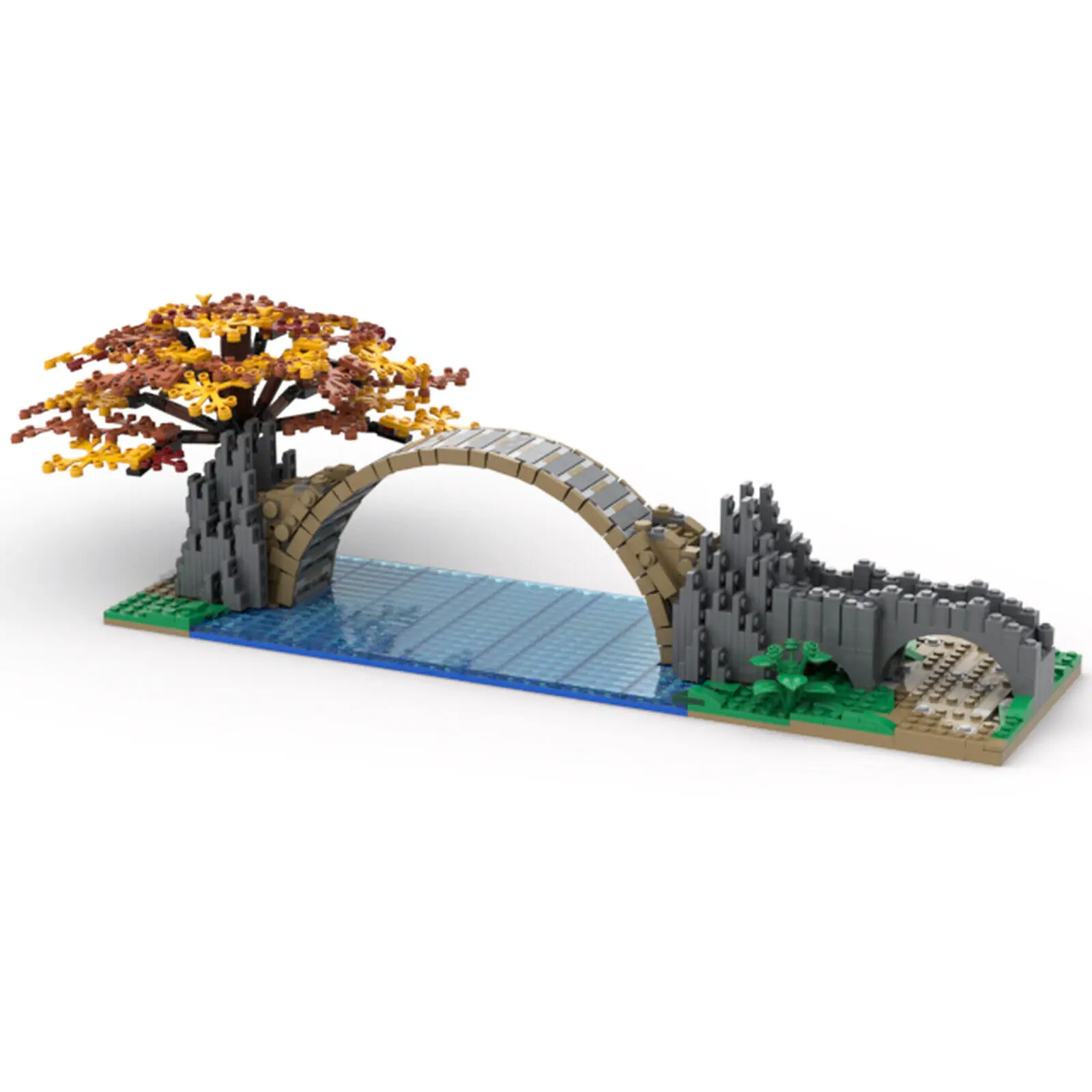 Brücken architektur modell mit Baumbau spielzeug 1012 Stück moc bauen