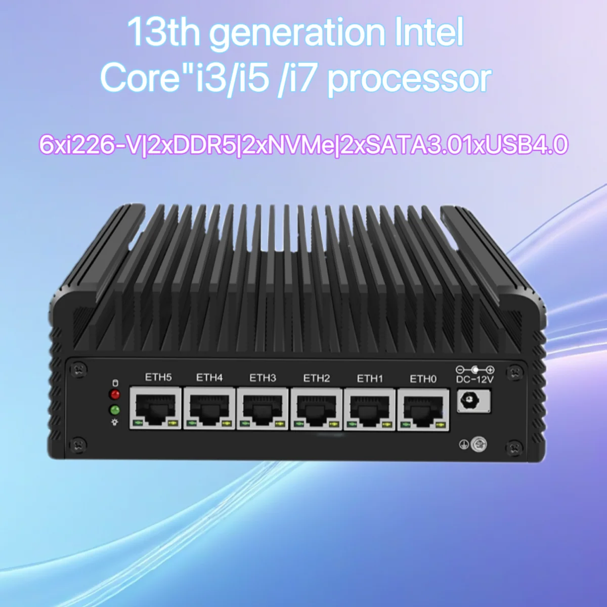 Industriële Mini PC 13e Gen Zachte Router Intel i7 1355U i5 1335U i3 1315U 6xi226-V 2.5G USB4.0 2xDDR5 NAS Firewall Apparaat