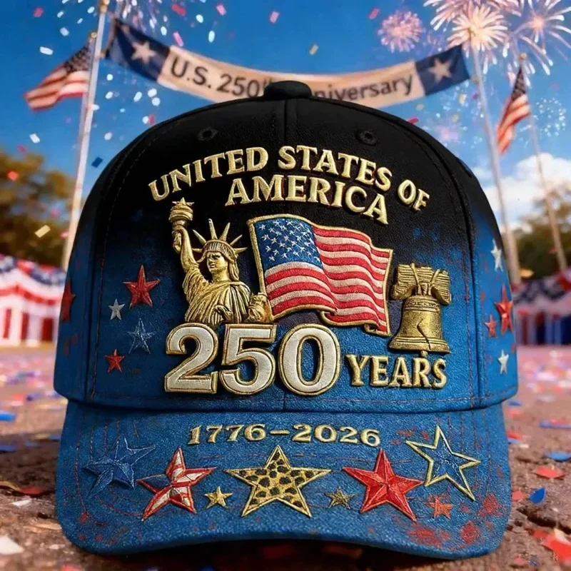 Custom Hat A 250Th Anniversary 3D Digital Printed Baseball Cap Featuring A Full Patriotic Design With The Statue Of Liberty, Bel