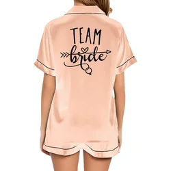Bride Pj Two Piece Team Bridal Engagement Satin Pyjamas Set Women Wedding Silk Pyjama Bachelorette Party Loungewear 16