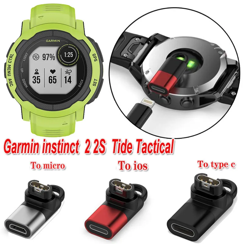 Type C/Micro/Ios USB Female to 4pin Charger Adapter For Garmin Instinct  2 2S  Tide Tactical Smart Watch Charger Converter