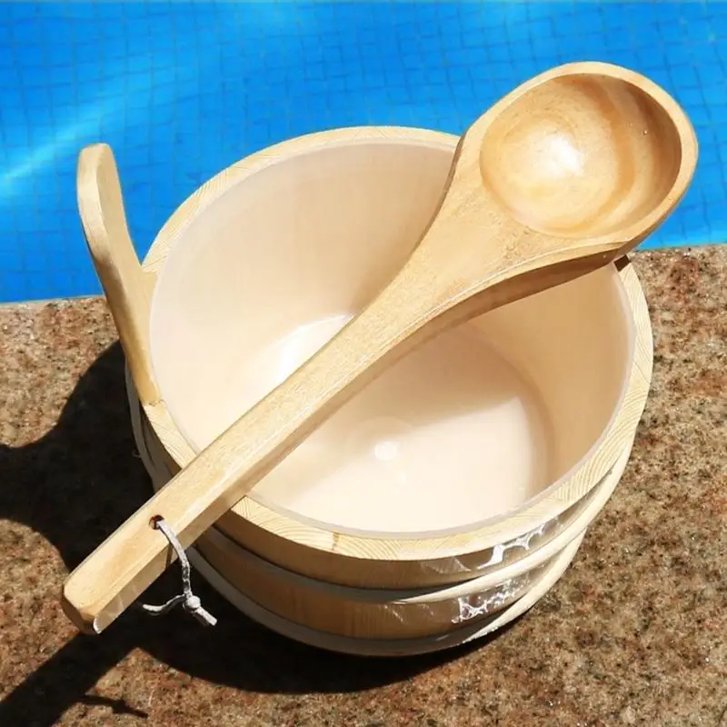  Wooden Sauna Bucket Ladle Kits 4L Large Capacity Steaming Bathroom Tool Tub Barrels With Handle For Steam Room