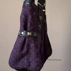 Sanrio hello kitty vintage patchwork mor, koltuk altı çantası, alt kültür, y2k, tatlı, baharatlı kız gotik çanta trendi çok yönlü çanta En çok satılan 12 el çantası hello kitty-no. 5