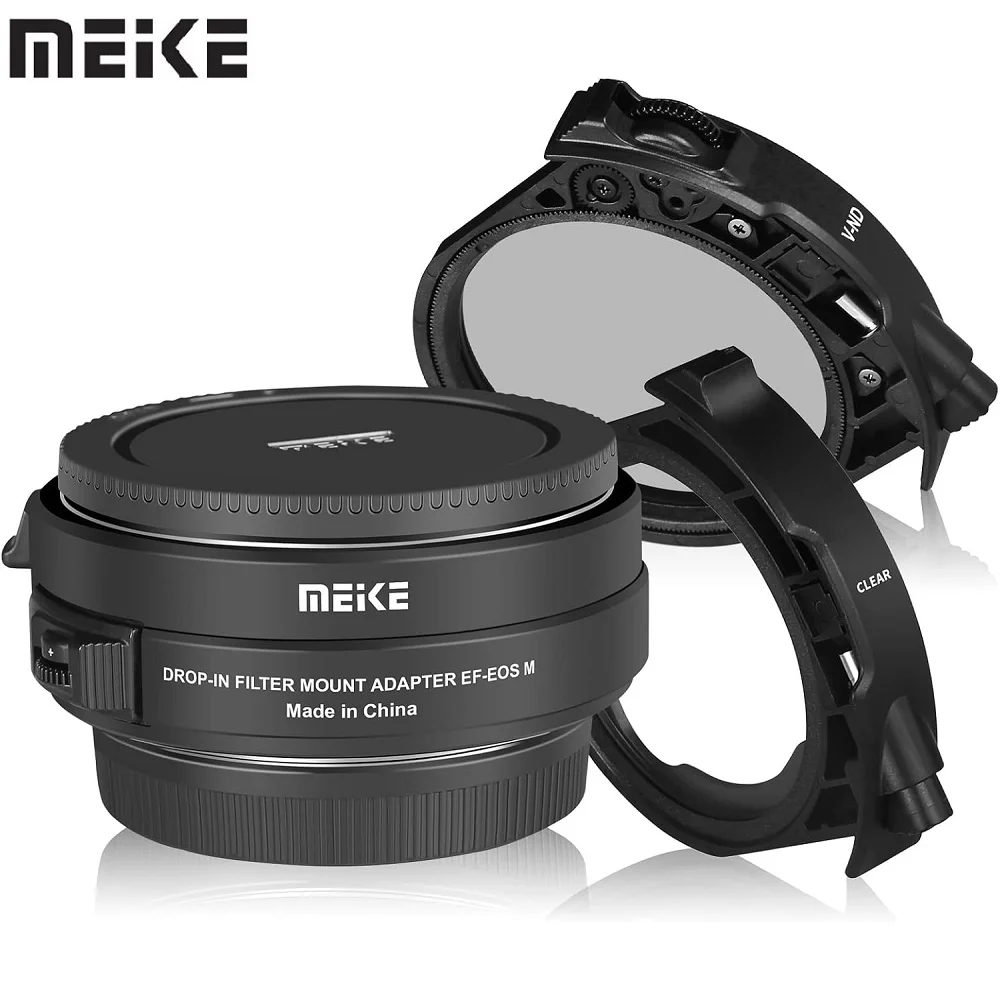 Meike MK-EFTM-C Lens Adapter with Drop-in Variable ND Filter for Canon EF EF-S Lens to EOS M M2 M3 M5 M6 M10 M50 II M100 Camera