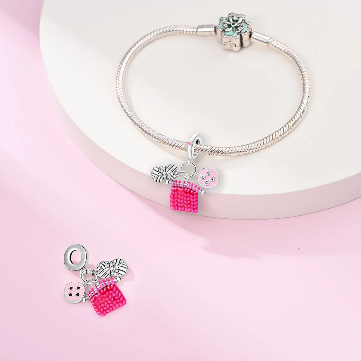 فنجان قهوة أصلي من الفضة الإسترليني عيار 925 على شكل قلب، أحمر شفاه على شكل قطة محظوظة، خرز ساحر على الموضة للسيدات مناسب للأساور اليدوية