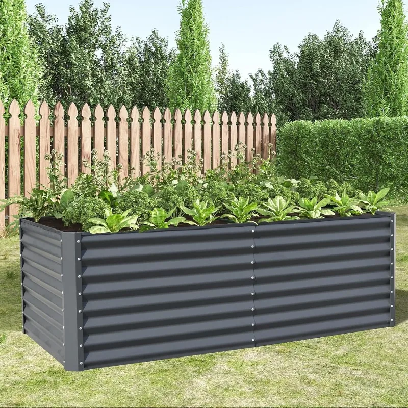 Galvanized Raised Garden Bed,Outdoor Planter Garden Boxes Large Metal Planter Box for Gardening Vegetables Fruits Flowers