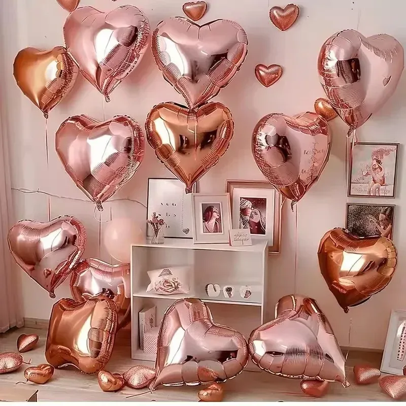 10pcs 10/18inch Heart Shape Foil Balloons Wedding Birthday Propose Marriage Party Decorations Aluminum Foil Air Balls Globos