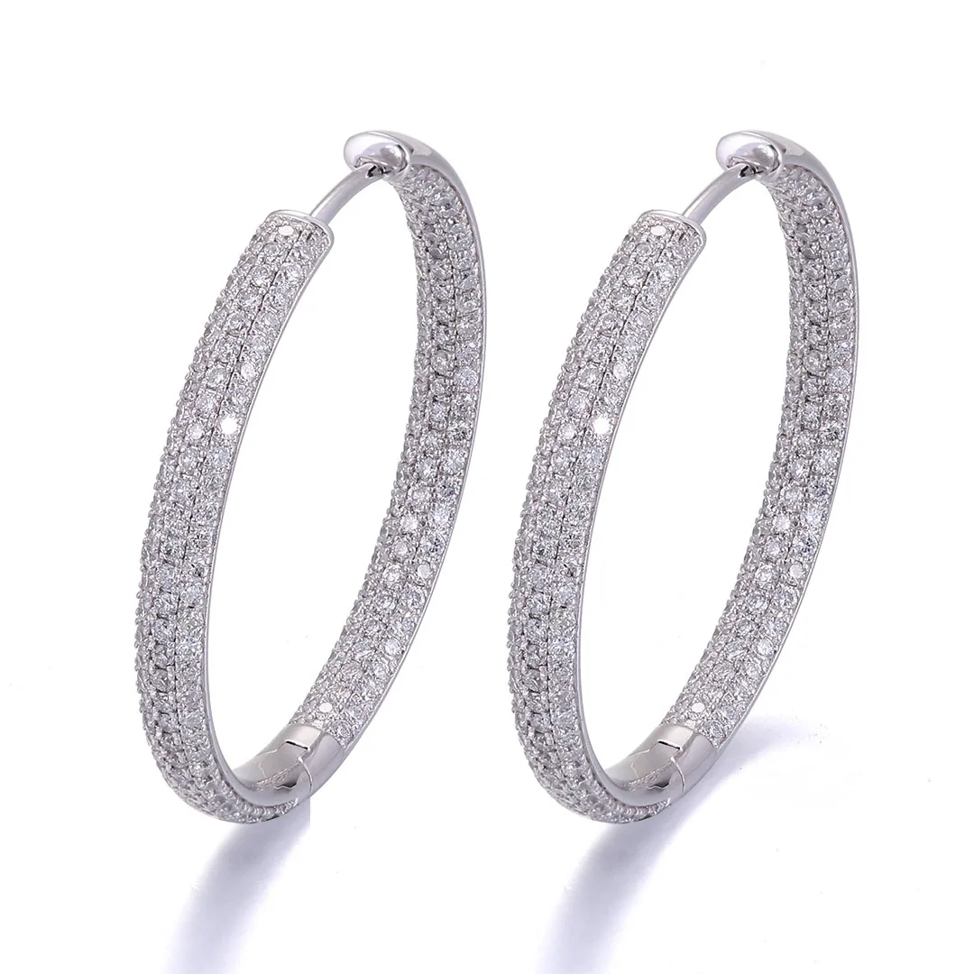 Provence 14K White Gold 20mm Diameter Sparkling Moissanite Hoop Earrings Trendy Jewelry Gift