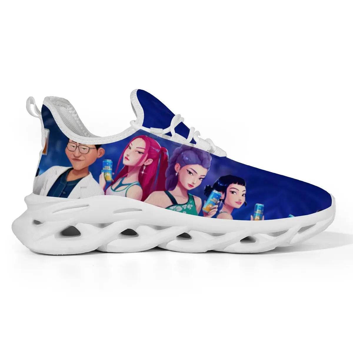 Children's Parent-child Shoes for Spring Cartoon Character Print Lightweight Sneakers Breathable Flat Heel Lace-up Casual Shoes