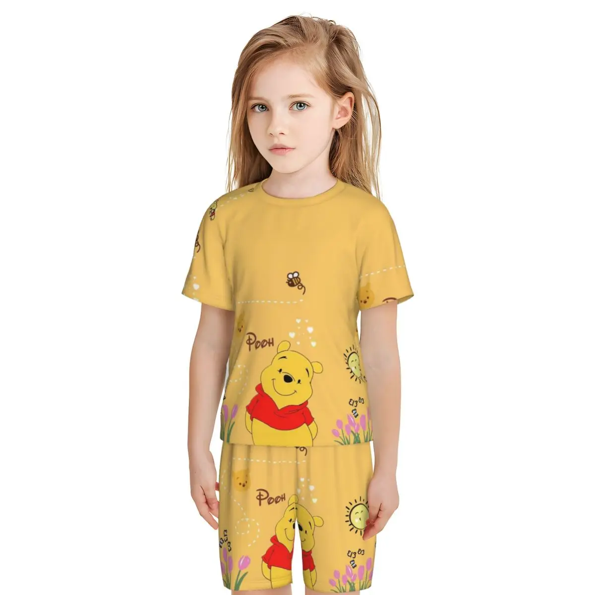 Pooh Bear New Summer Plus Size 4XL Pajamas Set for boys girls Nightwear