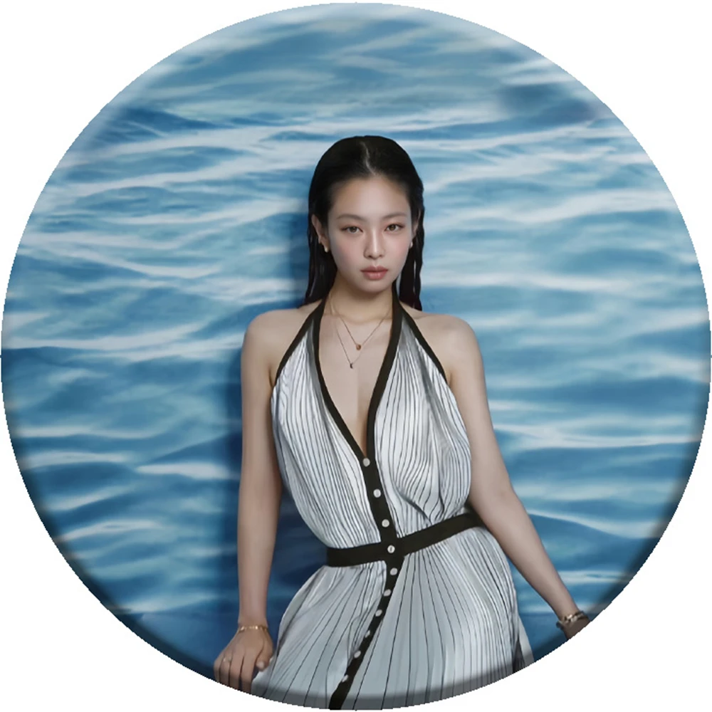 KPOP JENNIE Badge Round Brooch Magazine Photos Mirror Keychain JENNIE Keyring Accessories Bag Pendant Fans Collection Gift