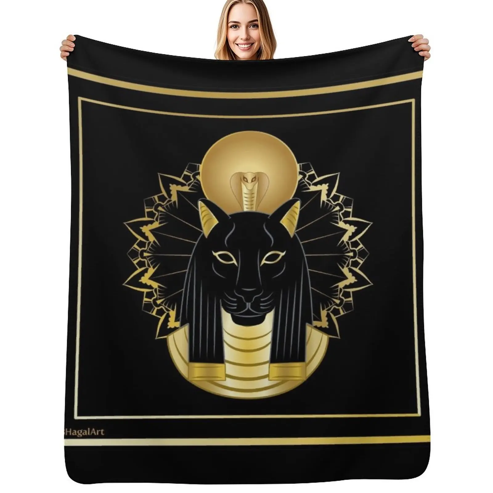 The egyptian goddess Sekhmet Throw Blanket Cozy Home Blanket Gift for Christmas Holiday