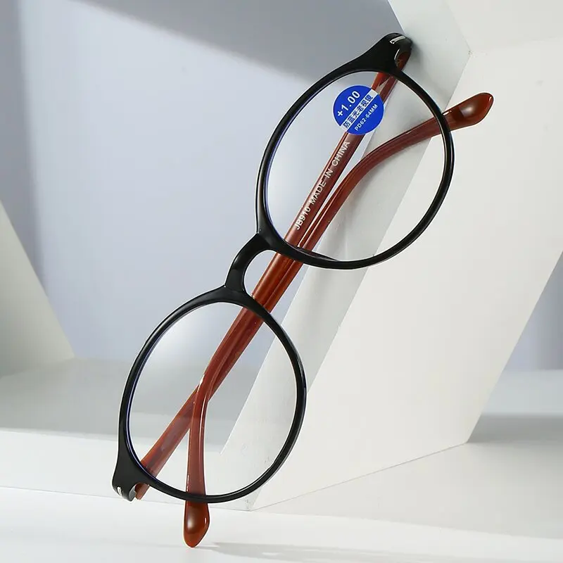 Reading Glasses Men Women Vintage Anti Blue Light Presbyopic Eyeglasses Round Full Frame Eyewear +1.0+1.5+2.0+2.5 +4.0