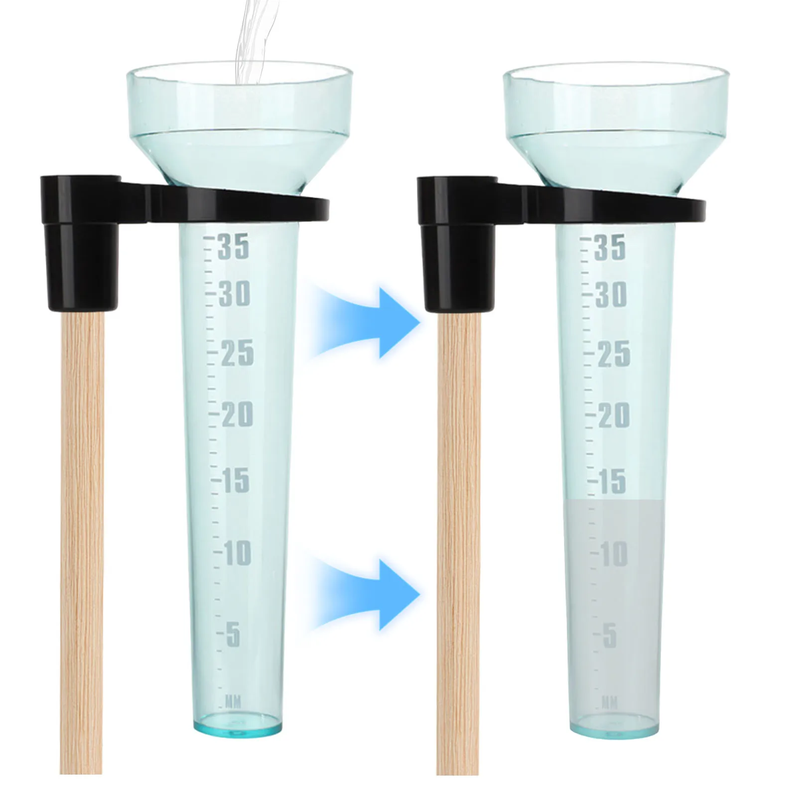 Plastic Rain Measurement Device with Holder Rain Meter Gauge with 35mm Capacity Easy To Install for Garden Farm Lawn Outdoor Use