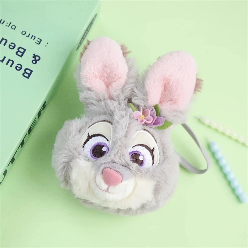 Disney Zootopia Judy Nick leopardo oficial cartera auricular portátil Mini llavero lindo dibujos animados monedero de felpa colgante Decoración