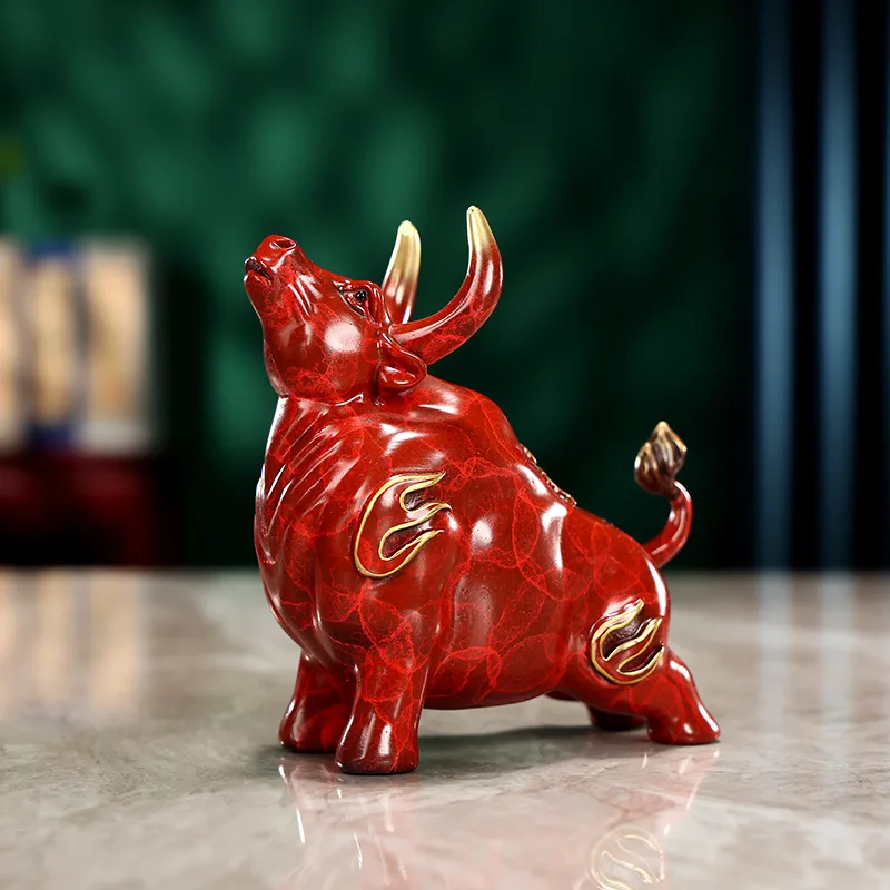 Color copper bull ornament, home office Wangshi cow desktop