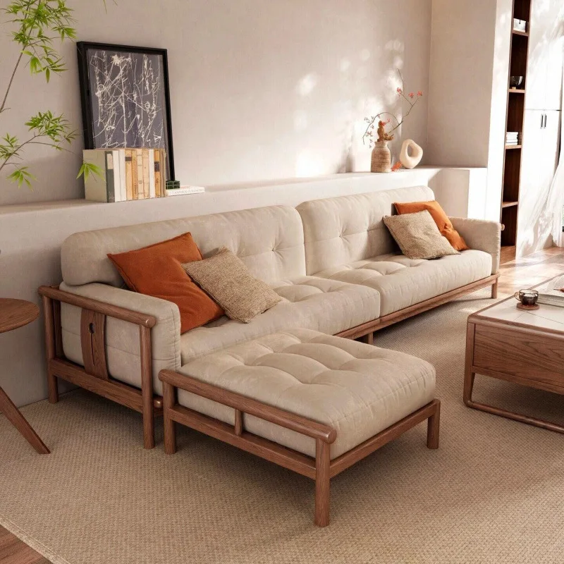 Solid wood sofa combination office living room business reception fabric size apartment furniture