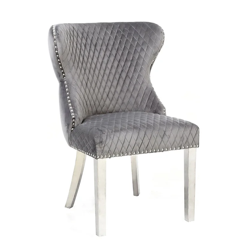 @Stainless steel creative dining chair high-end restaurant dining table banquet designer flannel chair