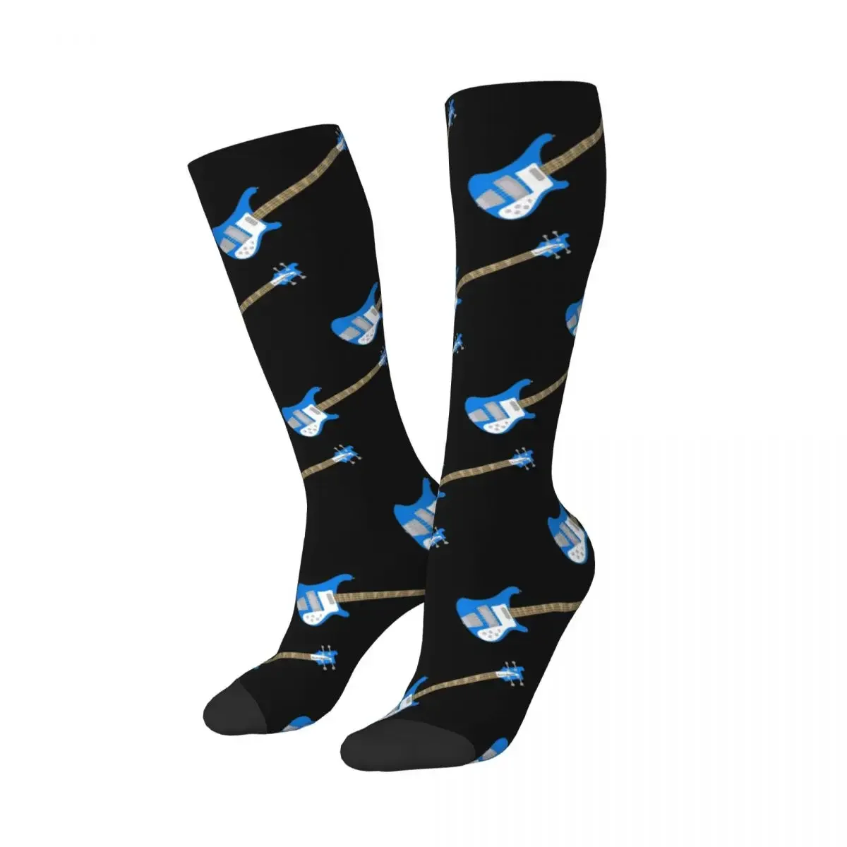 Cobalt Blue Left-Handed Rickenbacker 4001C FLCL Bass Guitar Socks Harajuku Stockings All Season Long Socks for Christmas Gifts