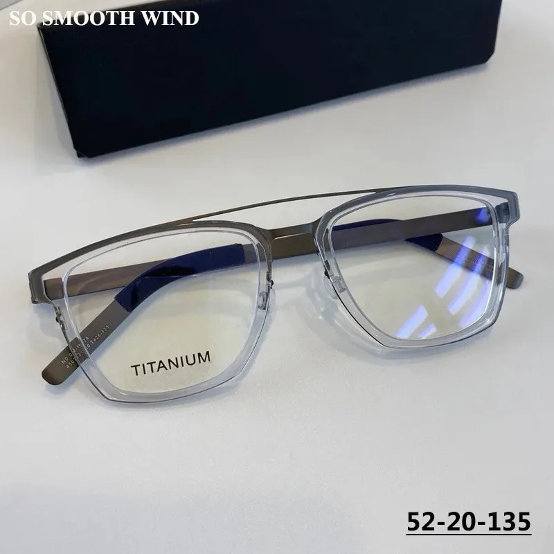 

Double-beam Screwless Square Eyeglasses Frame Men Women Titanium Designer Pilot Big Glasses Denmark Spectacle Large Eyewear 4507