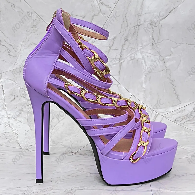 ロンティック新作 レディース サンダル 厚底 ゴールドチェー - Gold Chain Sandal のレビューと価格