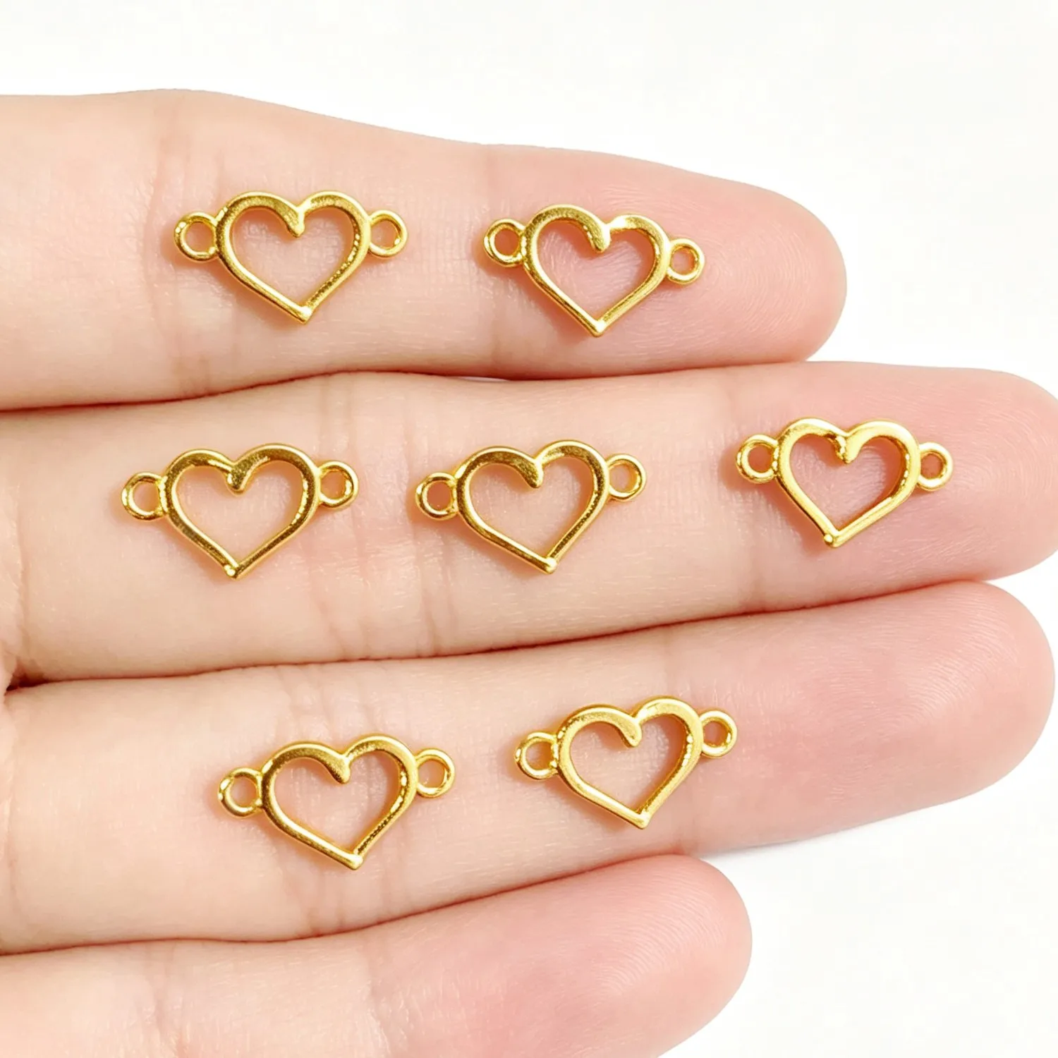 70Pcs 14.5×8mm Zinc Alloy Hollow Heart Double Head Connector DIY Jewelry Making Findings EF4258